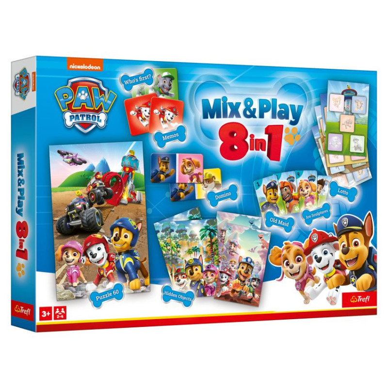 Trefl PAW PATROL 8in1 Mix&play galda spēļu komplekts