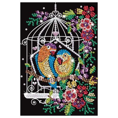 Kitfix Amatniecības komplekts Sequin Art Purple spīdumiņu māksla, Putnu būris