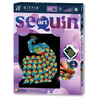 Kitfix Amatniecības komplekts Sequin Art Purple spīdumiņu māksla, Pāvs