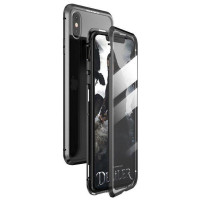 Wozinsky Full Magnetic Case Full Body Front and Back Cover with built-in glass for Vivo X60 black-transparent