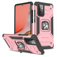 Wozinsky Ring Armor Case Kickstand Tough Rugged Cover for Samsung Galaxy A72 4G pink
