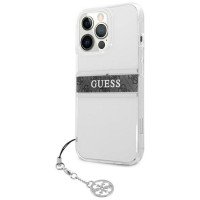 Guess GUHCP13LKB4GGR iPhone 13 Pro / 13 6,1" Transparent hardcase 4G Grey Strap Charm