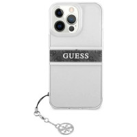 Guess GUHCP13LKB4GGR iPhone 13 Pro / 13 6,1" Transparent hardcase 4G Grey Strap Charm