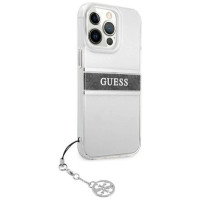 Guess GUHCP13LKB4GGR iPhone 13 Pro / 13 6,1" Transparent hardcase 4G Grey Strap Charm