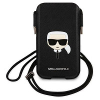 Karl Lagerfeld Torebka KLHCP12MOPHKHK 6,1" czarny/black hardcase Saffiano Ikonik Karl`s Head
