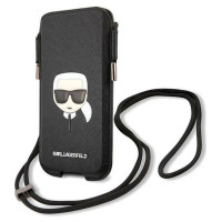 Karl Lagerfeld Torebka KLHCP12MOPHKHK 6,1" czarny/black hardcase Saffiano Ikonik Karl`s Head