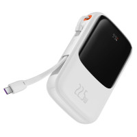 Baseus Qpow power bank 10000mAh built-in USB Type-C cable 22.5W Quick Charge SCP AFC FCP white (PPQD020102)