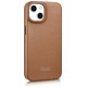 Icarer CE Premium Leather Folio Case iPhone 14 magnetic flip case MagSafe brown (WMI14220713-BN)