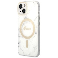 Guess Set Guess GUBPP14SHMEACSH Case+ Charger iPhone 14 6.1" white/white hard case Marble MagSafe