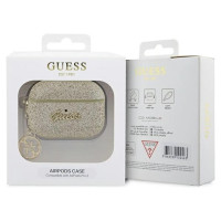 Guess GUAP2GLGSHD AirPods Pro 2 cover gold/gold Glitter Flake 4G Charm