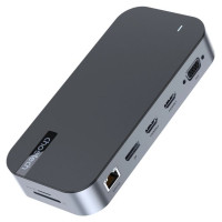 Choetech HUB Choetch M52 USB-C - USB-C PD/USB-C/USB-A/HDMI/VGA/DP/SD/TF/RJ45/AUX - gray