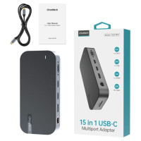 Choetech HUB Choetch M52 USB-C - USB-C PD/USB-C/USB-A/HDMI/VGA/DP/SD/TF/RJ45/AUX - gray