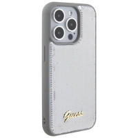 Guess Sequin Script Metal case for iPhone 15 Pro Max - silver