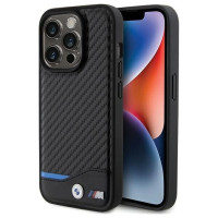 BMW Leather Carbon MagSafe iPhone 15 Pro Case - Black