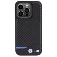 BMW Leather Carbon MagSafe iPhone 15 Pro Max Case - Black