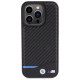 BMW Leather Carbon MagSafe iPhone 15 Pro Max Case - Black
