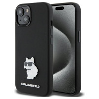 Karl Lagerfeld Silicone Choupette Metal Pin case for iPhone 15 Plus / 14 Plus - black