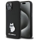 Karl Lagerfeld Silicone Choupette Metal Pin case for iPhone 15 Plus / 14 Plus - black
