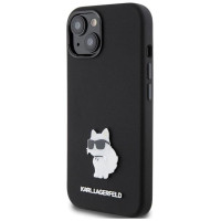 Karl Lagerfeld Silicone Choupette Metal Pin case for iPhone 15 Plus / 14 Plus - black