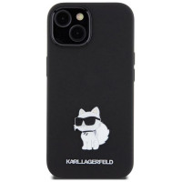 Karl Lagerfeld Silicone Choupette Metal Pin case for iPhone 15 Plus / 14 Plus - black