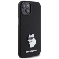 Karl Lagerfeld Silicone Choupette Metal Pin case for iPhone 15 Plus / 14 Plus - black