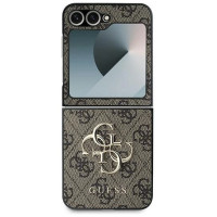 Guess Leather 4G Metal Logo Case for Samsung Galaxy Z Flip 6 - Brown