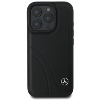 Mercedes MB Curved Stitches Leather iPhone 16 Pro Case - Black