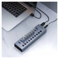 Orico BT2U3-10AB Hub 10x USB-A 3.0 with switches - gray