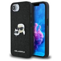 Karl Lagerfeld Fixed Glitter Karl&Choupette Heads Metal Pin iPhone 16e Case - Black