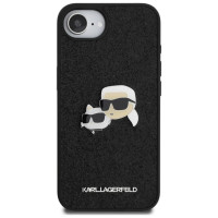 Karl Lagerfeld Fixed Glitter Karl&Choupette Heads Metal Pin iPhone 16e Case - Black