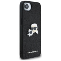 Karl Lagerfeld Fixed Glitter Karl&Choupette Heads Metal Pin iPhone 16e Case - Black
