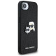 Karl Lagerfeld Fixed Glitter Karl&Choupette Heads Metal Pin iPhone 16e Case - Black