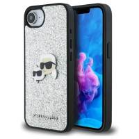Karl Lagerfeld Fixed Glitter Ikonik Metal Pin case for iPhone 16e - silver