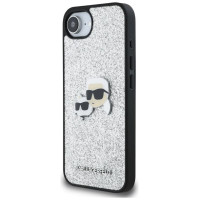 Karl Lagerfeld Fixed Glitter Ikonik Metal Pin case for iPhone 16e - silver