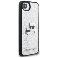 Karl Lagerfeld Fixed Glitter Ikonik Metal Pin case for iPhone 16e - silver