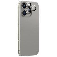 Amazingthing AR Aluminum 3 Lens Glass with Camera Lens Frame for iPhone 16 Pro / 16 Pro Max - Gray