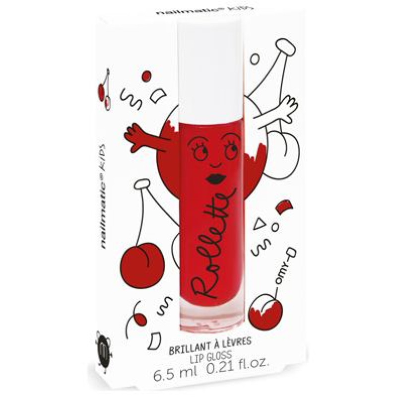 Nailmatic Kids Dabīgs un mitrino&scaron;s bērnu lūpu spīdums ar vitamīniem un augļu gar&scaron;u, Cherry, 6,5 ml - ROLLCERISE