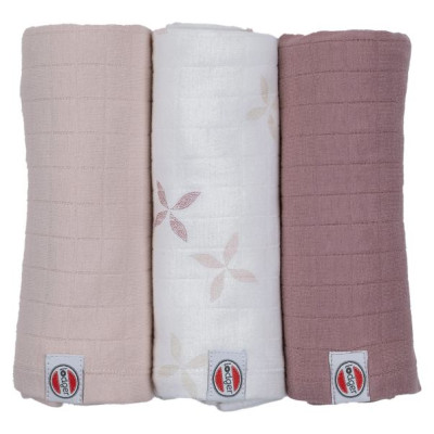 Lodger Swadler Solid Matcha kokvilnas autiņ&scaron;, Rose, 70x70 cm, 3gab. - SWM 107