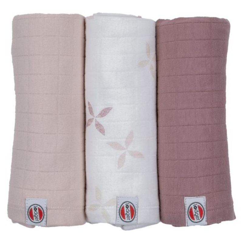 Lodger Swadler Solid Matcha kokvilnas autiņ&scaron;, Rose, 70x70 cm, 3gab. - SWM 107