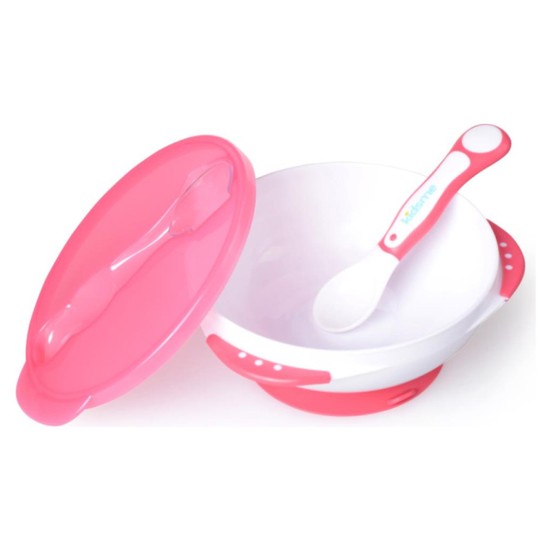 Kidsme bļoda ar piesūcekni, vāciņu un termokarotīti, Lavender, no 9 mēn. - 9832LA