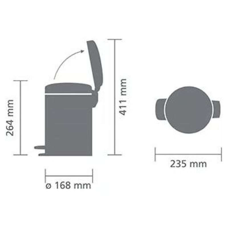 Brabantia atkritumu tvertne ar pedāli NewIcon, 3 l, Matt Steel - 113222
