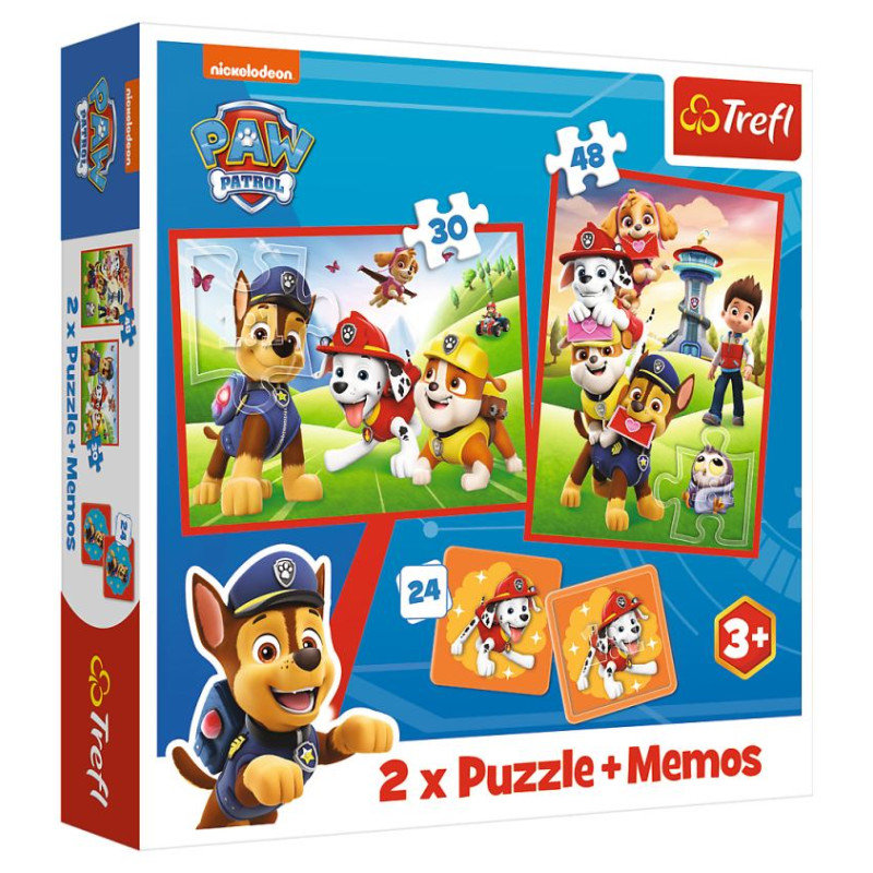 Trefl PAW PATROL Puzles komplekts 30 gab + 48 gab + 24 memo