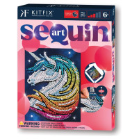 Kitfix Amatniecības komplekts Sequin Art Red spīdumiņu māksla, Vienradzis ar zvaigznītēm