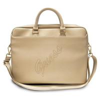 Guess Saffiano Script 16" Laptop Bag - Gold