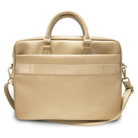 Guess Saffiano Script 16" Laptop Bag - Gold