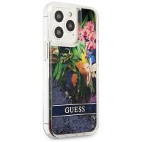 Guess Flower Liquid Glitter case for iPhone 13 Pro Max - blue