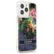 Guess Flower Liquid Glitter case for iPhone 13 Pro Max - blue