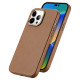 Dux Ducis Grit Leather Case for iPhone 14 Pro Max Elegant Faux Leather Cover (MagSafe Compatible) Brown