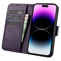 Icarer Wallet Case 2in1 Cover iPhone 14 Pro Max Anti-RFID Leather Flip Case Dark Purple (WMI14220728-DP)