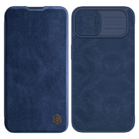 Nillkin Qin Leather Pro Case iPhone 14 Plus Camera Cover Holster Cover Flip Case Blue